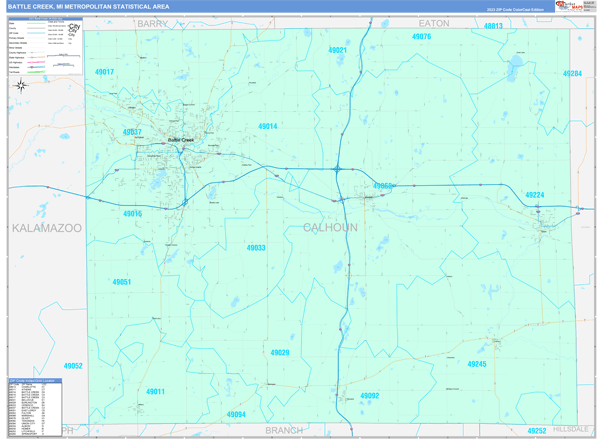 Battle Creek Metro Area Wall Map